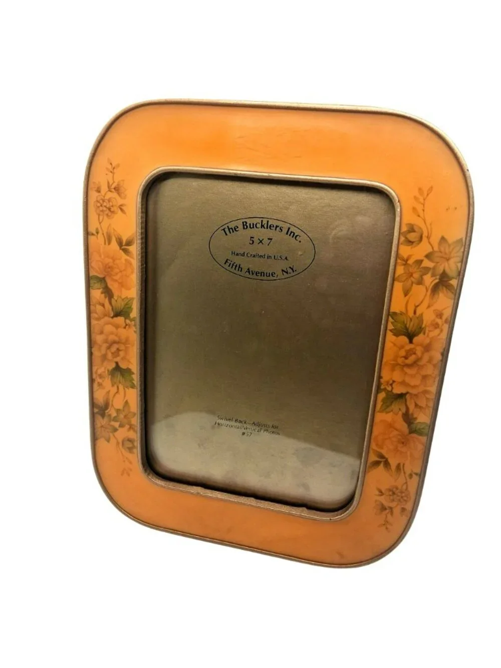 Vintage Bucklers Inc Fifth Avenue NY Brass Enamel Swivel Back Table Top Frame